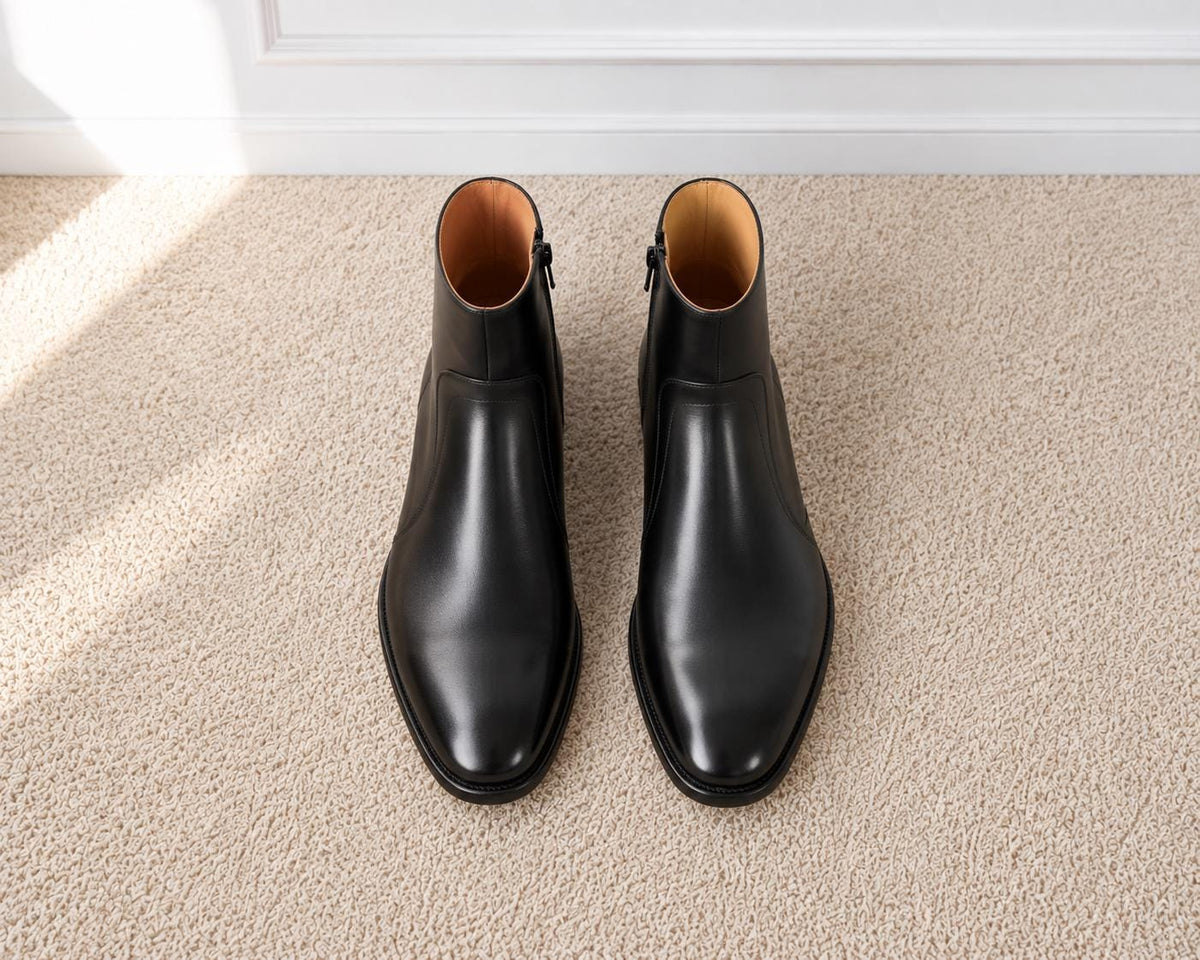 The Hartley — Polished Leather Side-Zip Boot