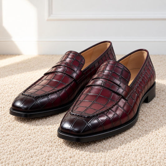 The Redford — Alligator-Embossed Penny Loafer