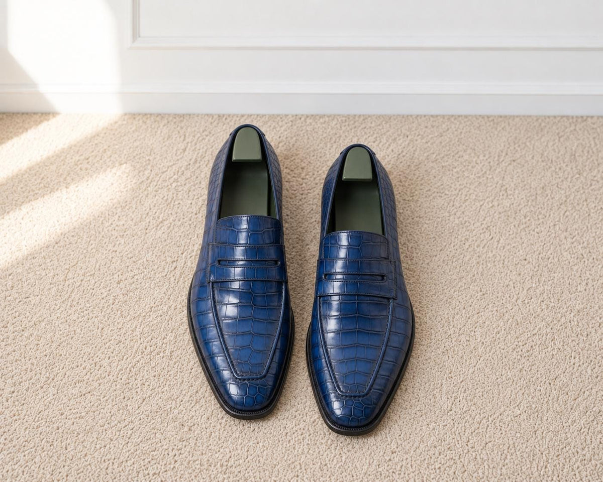The Whitmore — Alligator-Embossed Penny Loafer