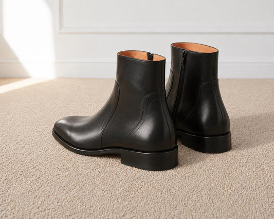 The Hartley — Polished Leather Side-Zip Boot