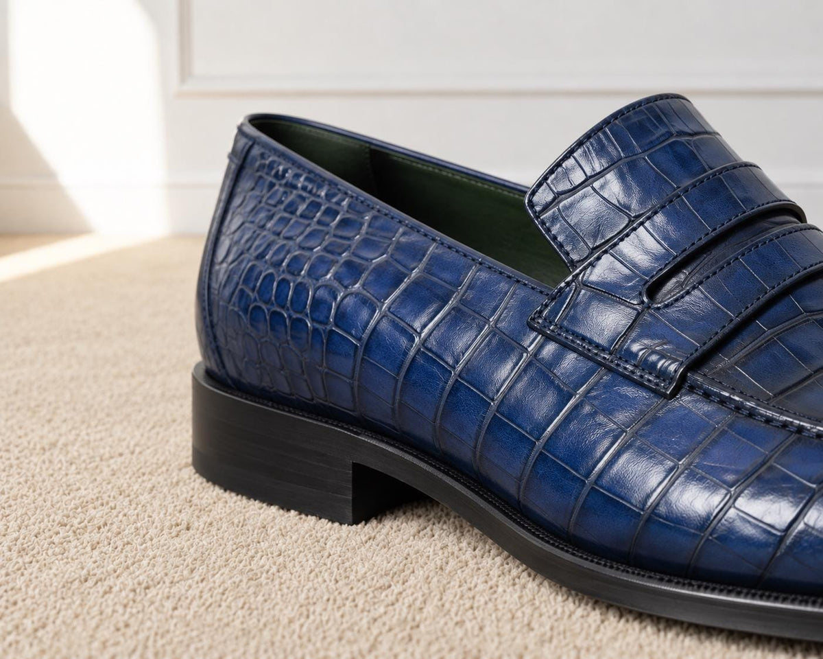 The Whitmore — Alligator-Embossed Penny Loafer