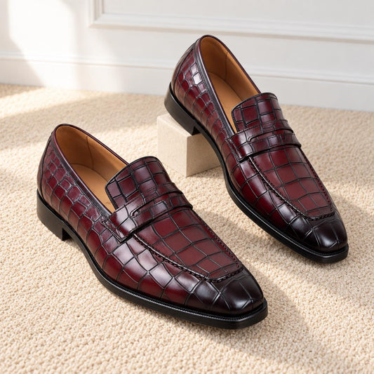 The Redford — Alligator-Embossed Penny Loafer